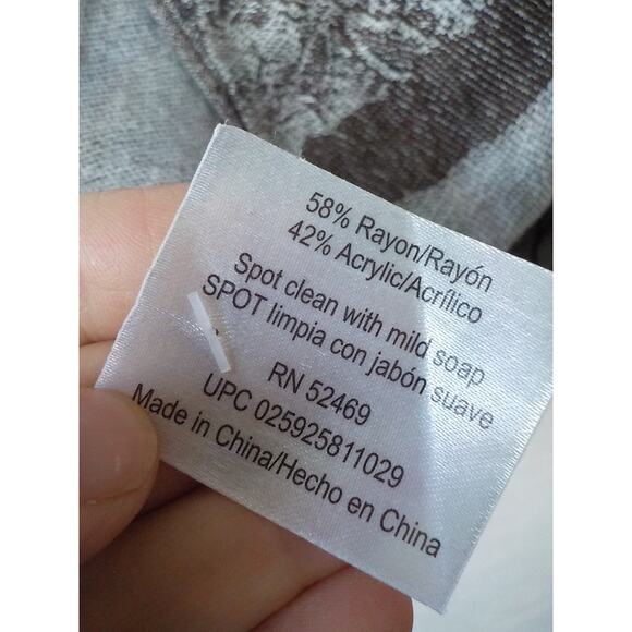 Time and Tru Brown Cream Paisley Wrap Scarf with Tassels 75x27" Soft Rayon Blend - Picture 7 of 8